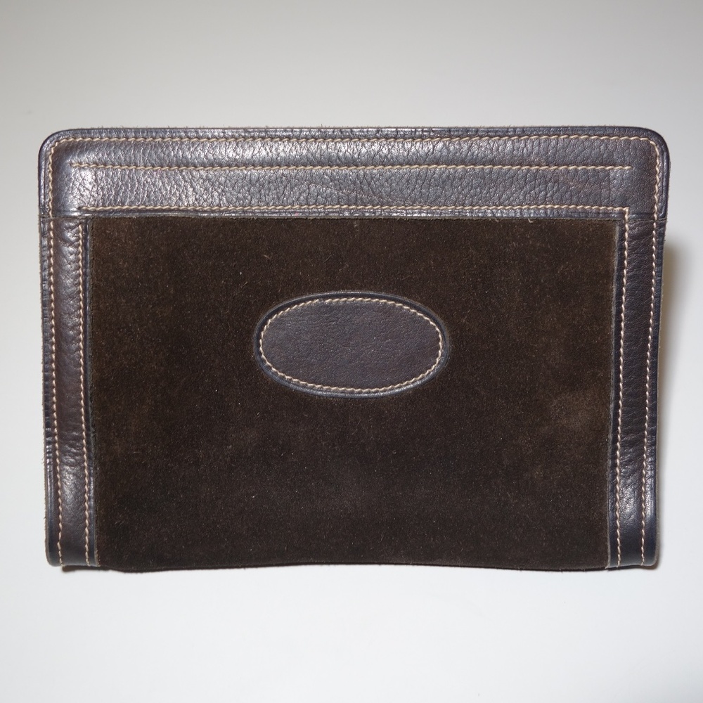 Vtg Gucci Suede Leather Clutch Bag Made In Italy w/ Veclro Closure, Size S